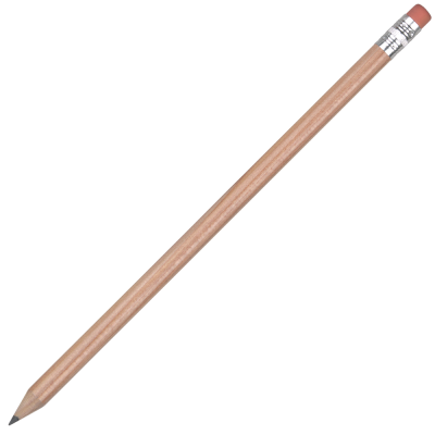 STANDARD WOOD PENCIL with Pink Eraser - Natural Unsharpened