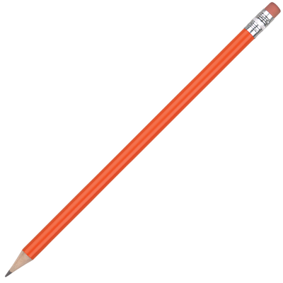 STANDARD WOOD PENCIL with Pink Eraser - Orange Unsharpened