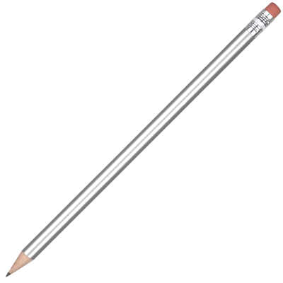 STANDARD WOOD PENCIL with Pink Eraser - Silver Unsharpened