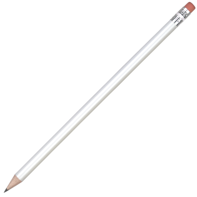 STANDARD WOOD PENCIL with Pink Eraser - White
