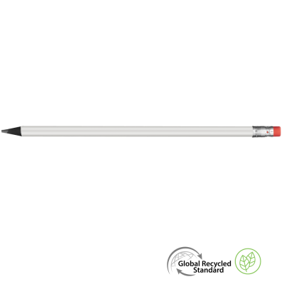 SUPERSAVER GRS RECYCLED PENCIL with Eraser - White - Black with Eraser