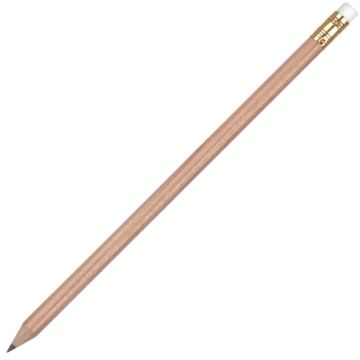 WOOD ORO PENCIL with White Eraser - Natural Unsharpened