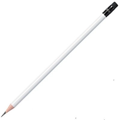WOOD PENCIL in White with Black Eraser