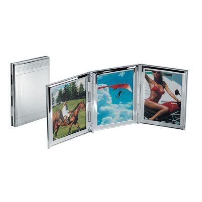 3 PICTURES MINI METAL PHOTO FRAME in Silver