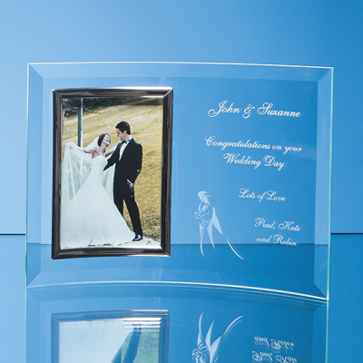 BEVELLED GLASS CRESCENT FRAME FOR 5 INCH x 7 INCH PORTRAIT PHOTO