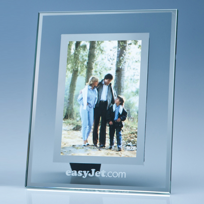 CLEAR TRANSPARENT GLASS FRAME with a Mirror Inlay for 4 Inch x 6 Inch Photo, V