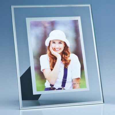 CLEAR TRANSPARENT GLASS FRAME WITH a MIRROR INLAY FOR 5 INCH x 7 INCH PHOTO, V