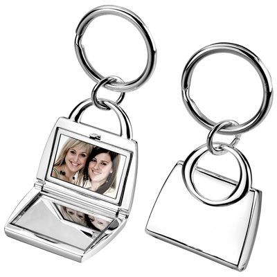 METAL KEYRING in Silver with Mirror & Photo Frame