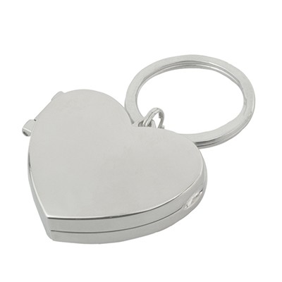 SILVER FINISH ENGRAVABLE HEART PHOTOFRAME LOCKET KEYRING