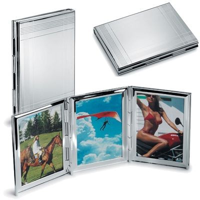 SILVER PLATED METAL TRIPLE PHOTO FRAME MOUNT