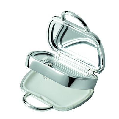 HANDBAG SHAPE METAL PILL BOX with Mirror in Silver