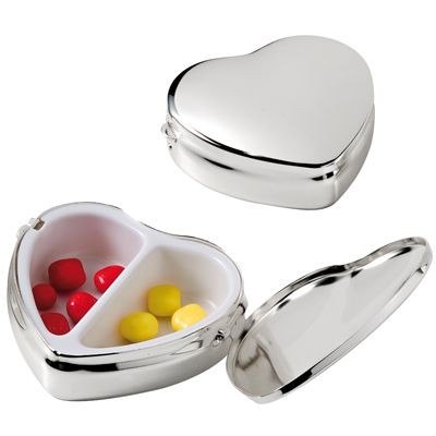 HEART SILVER METAL PILL BOX