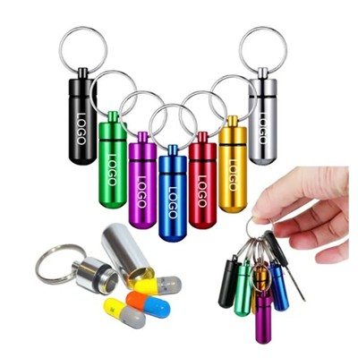 MINI ALUMINUM STORAGE SEALED BOX KEYRING CHAIN