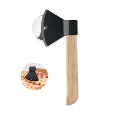 PIZZA CUTTER BAMBOO HANDLE in Black