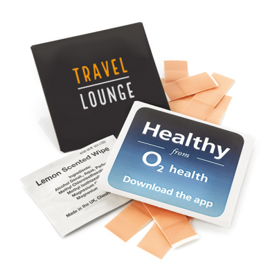 10 PLASTER PACK AND a SINGLE WET WIPE in a Printed Sleeve