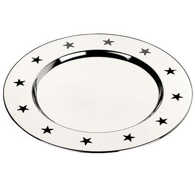 SHINY SILVER METAL PLATE with Cut Out Star Design