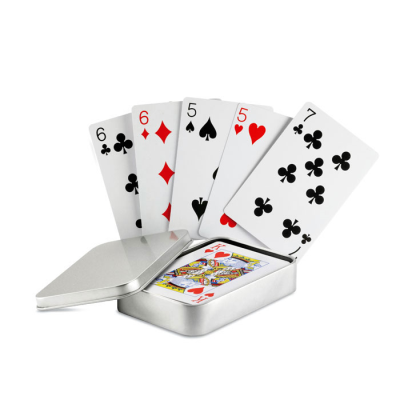 PLAYING CARD PACK in Tin Box in Silver