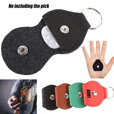 LEATHER GUITAR PICK HOLDER CASE KEYRING CHAIN