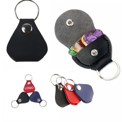 TRIANGULAR LEATHER CASE KEYRING CHAIN FOR GUITAR PICK