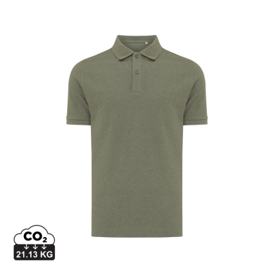 IQONIQ YOSEMITE RECYCLED COTTON PIQUE POLO in Heather Green