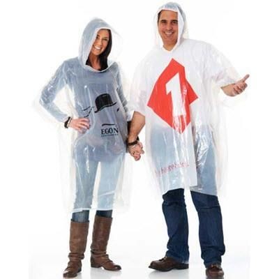 DISPOSABLE RAIN PONCHO with Print