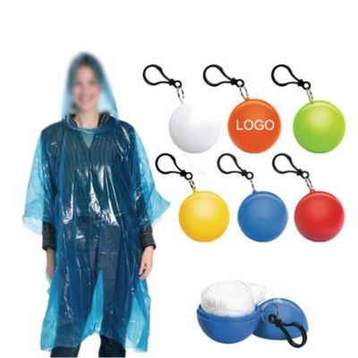 DISPOSABLE RAIN PONCHOS with Ball Shape Case