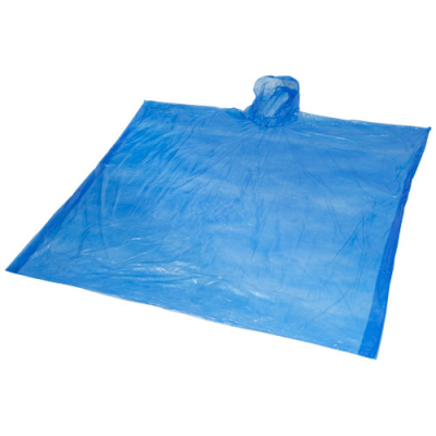 MAYAN RECYCLED PLASTIC DISPOSABLE RAIN PONCHO with Storage Pouch in Royal Blue