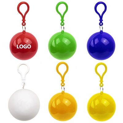 PORTABLE DISPOSABLE RAINCOAT with Ball Keyring Chain