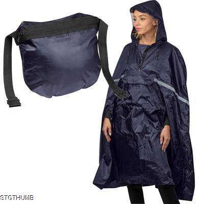 RAIN PONCHO THAT FOLDING INTO BELT BAG in Darkblue