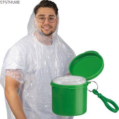 RAIN PONCHO with Portable Can in Green