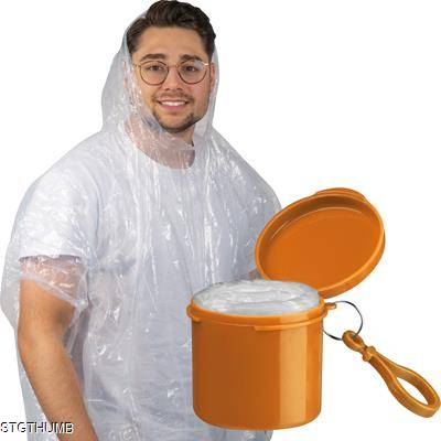 RAIN PONCHO with Portable Can in Orange