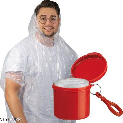 RAIN PONCHO with Portable Can in Red