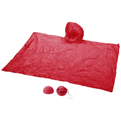 XINA RAIN PONCHO in Storage Ball with Keyring Chain in Red