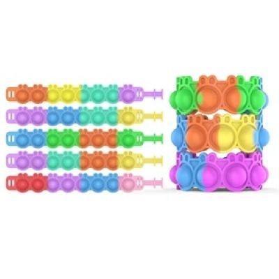 EASTER BUNNY RABBIT SHAPE SILICONE PUSH BUBBLES BRACELET TOY - PROMOTIONAL CORPORATE GIFT
