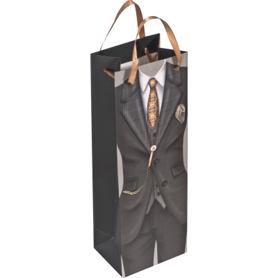 GIFT BAG MAN & WOMAN - SIZE FOR a WINE BOTTLE in Black 