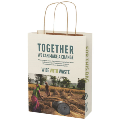 AGRICULTURAL WASTE 150 G & M2 PAPER BAG with Twisted Handles - 24 x 9 x 32 Cm