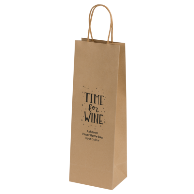 BAGS - ASHDOWN BOTTLE PAPER GIFT BAG with Twisted Handles - Kraft - 150Gsm - PROMOTIONAL CORPORATE GIFT