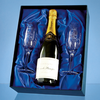 CHAMPAGNE SET SATIN LINED PRESENTATION BOX