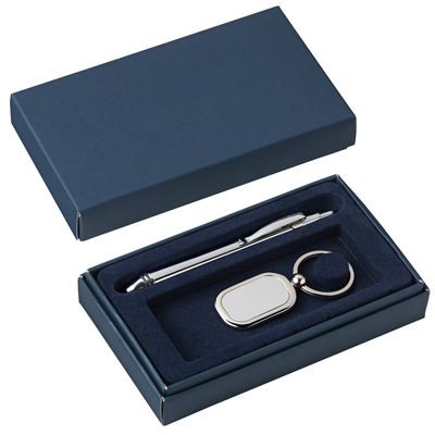 PRESENTATION BOX FOR PEN & KEYRING SET in Blue