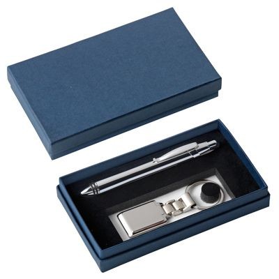 PRESENTATION BOX FOR PEN & KEYRING SET in Blue