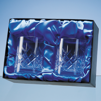WHISKY TUMBLER PAIR SATIN LINED PRESENTATION BOX