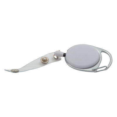 CARABINER SECURITY SKI PASS HOLDER PULL REEL (UK STOCK) in White