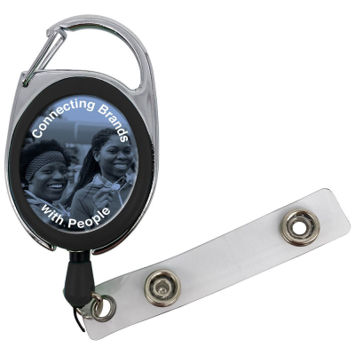 CARABINER SECURITY SKI PASS HOLDER PULL REEL with Decal
