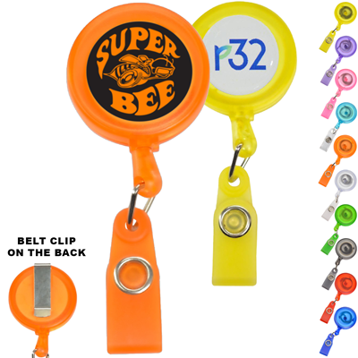 CLEAR TRANSPARENT BADGE REEL HOLDER with Match Color String & Strap
