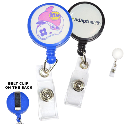 LARGE RETRACTABLE ROUND BADGE REEL with Belt Clip