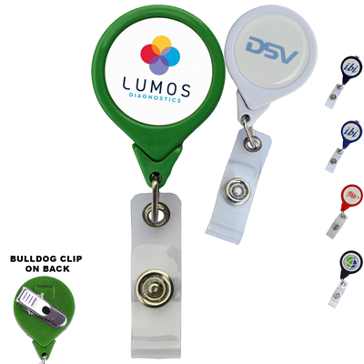 NO-TWIST ROUND RETRACTABLE BADGE REEL with Bulldog Clip