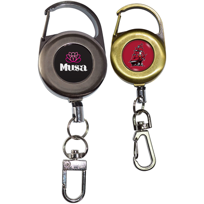 OUTDOOR ZINC ALLOY ROUND CARABINER BADGE REEL with Lobster
