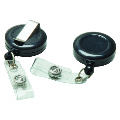 PLASTIC SECURITY SKI PASS HOLDER PULL REEL (UK STOCK: BLACK)