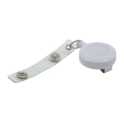 PLASTIC SECURITY SKI PASS HOLDER PULL REEL (UK STOCK: WHITE)