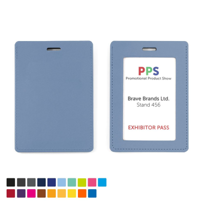 PORTRAIT ID CARD HOLDER FOR a LANYARD OR CLIP in a Choice of 20 Colours in Vegan Matt Velvet Torino